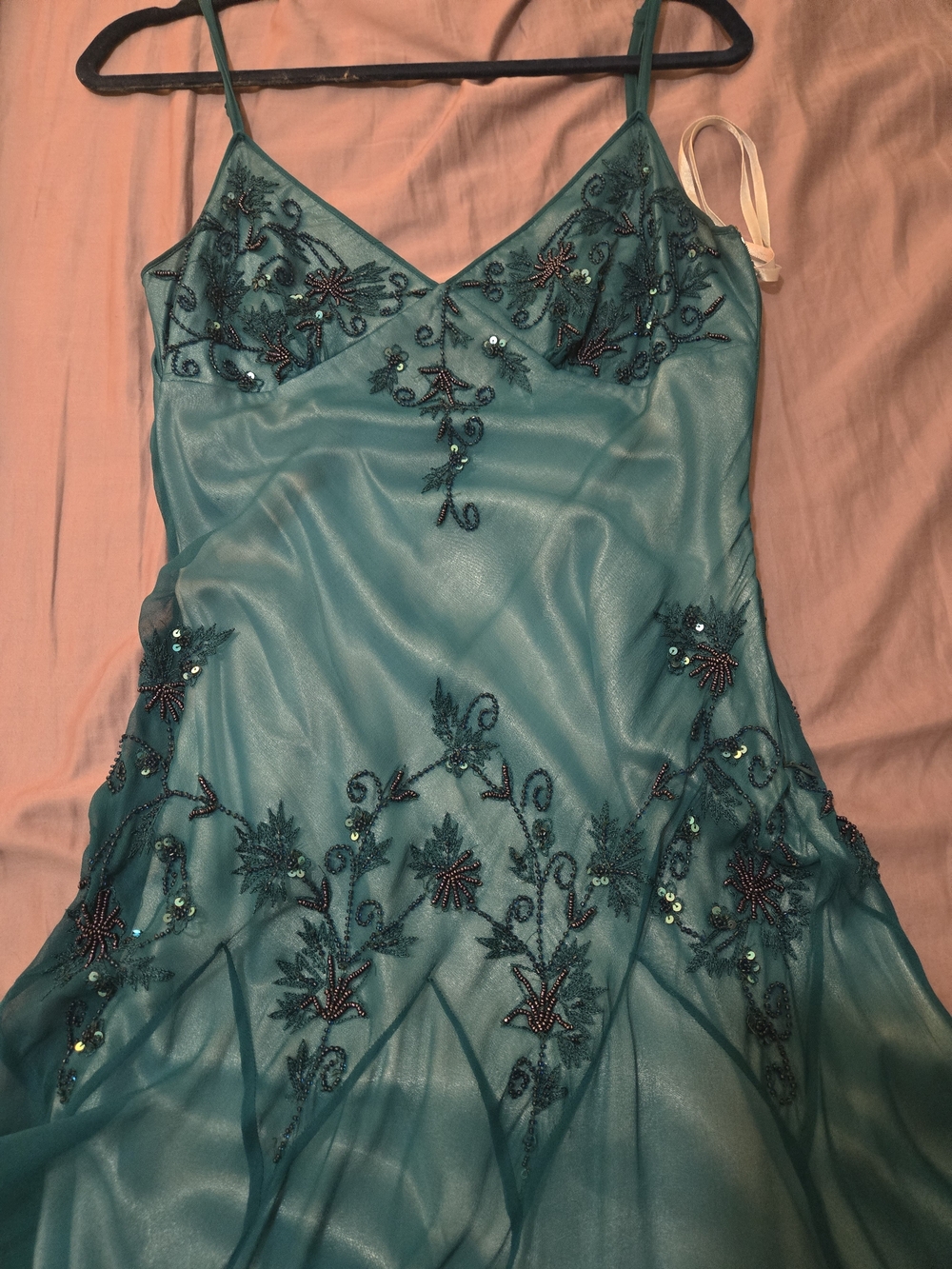 Adrianna Papell Teal Asymmetrical Beaded Fairy Dress - Picture 2 of 5